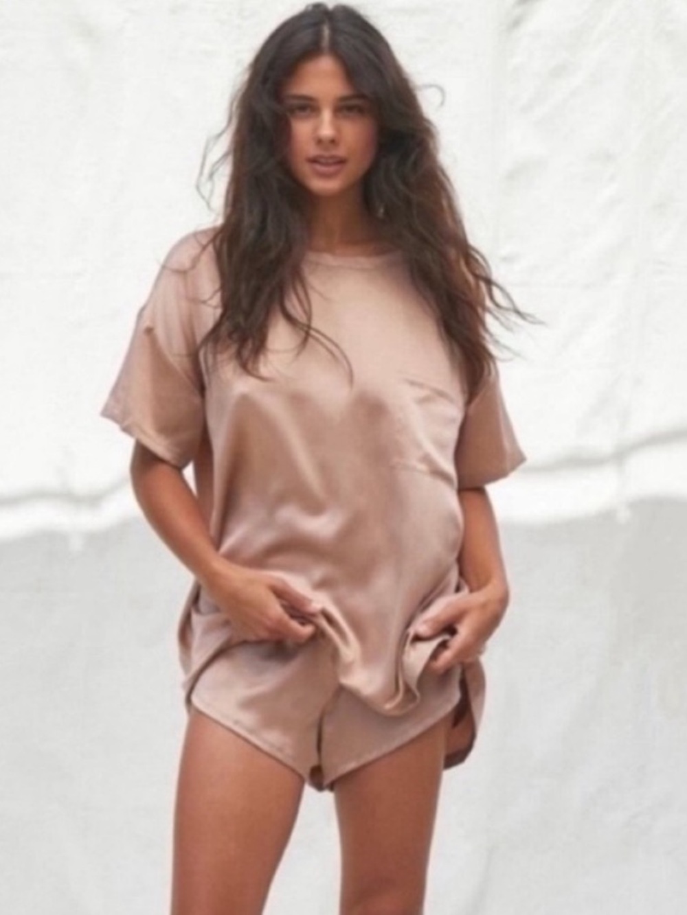 Lunya washable silk tee shorts pajama set